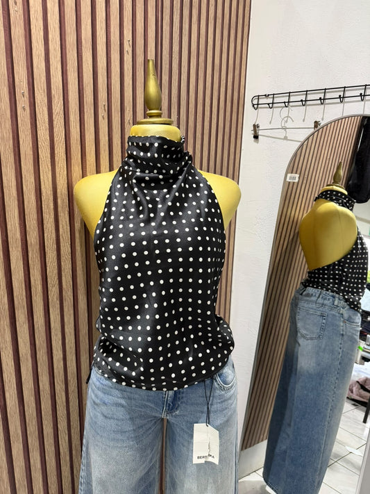 Top negro de lunares Zara