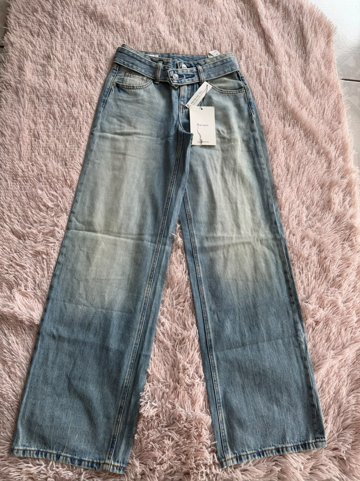 Jeans azules de cintura doble Stradivarius