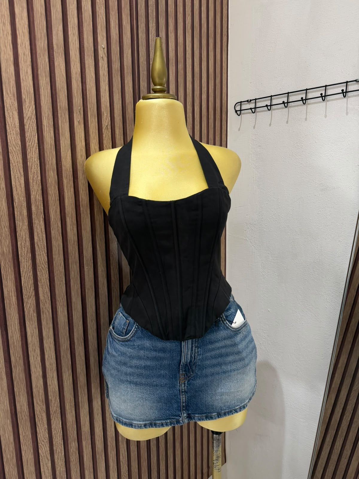 Corset halter negro Zara