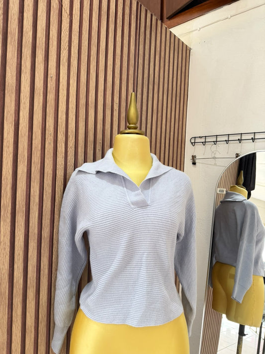 Suéter tejido azul claro Mango tipo polo